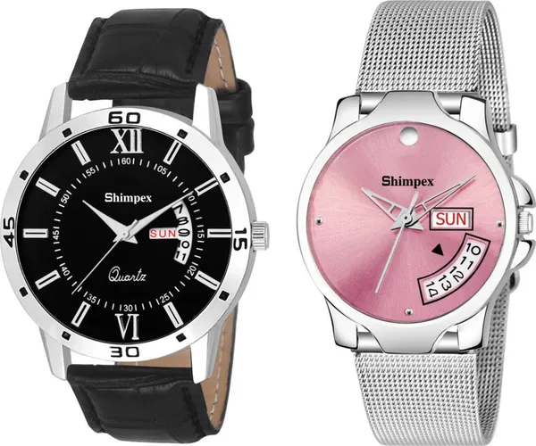 Premium_Watches_Black_Genuine_Leather_Couple_Waterproof_With_A_One_Year_Warranty_Day_And_Date_Analog