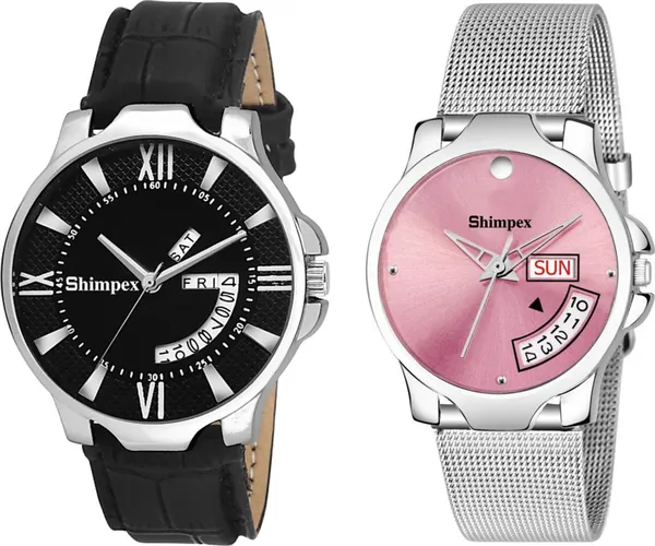 Premium_Watches_Black_Genuine_Leather_Couple_Waterproof_With_A_One_Year_Warranty_Day_And_Date_Analog
