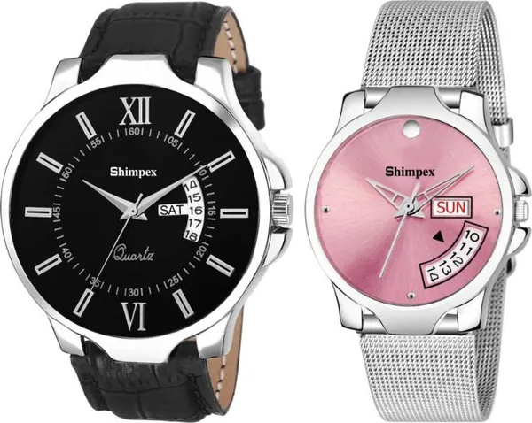 Premium_Watches_Black_Genuine_Leather_Couple_Waterproof_With_A_One_Year_Warranty_Day_And_Date_Analog