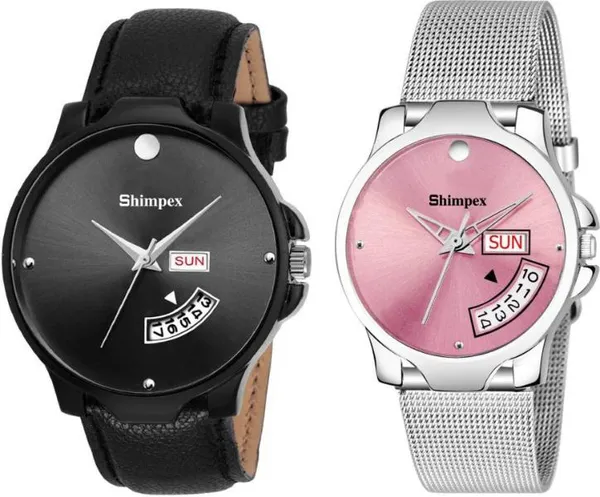 Shimpex_Good_Quality__Watches_Black_Genuine_Leather_Couple_Waterproof_With_A_One_Year_Warranty_Day_And_Date_Analog