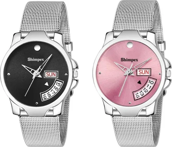 Premium_Watches_Black_Pink_Metal_Women_Waterproof_With_A_One_Year_Warranty_Day_And_Date_Analog
