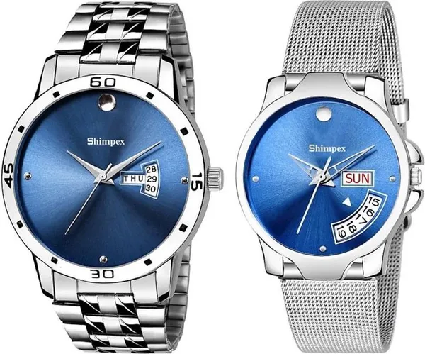 Premium_Watches_Blue_Stainless_Steel_Men_&_Women_Waterproof_With_A_One_Year_Warranty_Day_And_Date_Analog