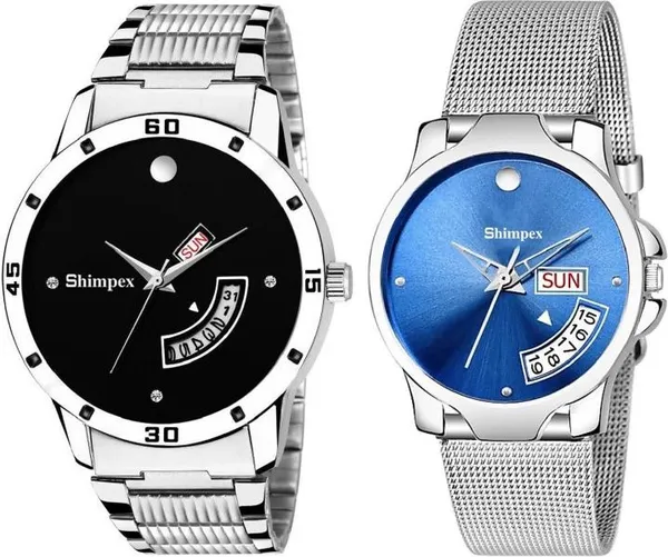 Premium_Watches_Blue_Black_Stainless_Steel_Men_&_Women_Waterproof_With_A_One_Year_Warranty_Day_And_Date_Analog