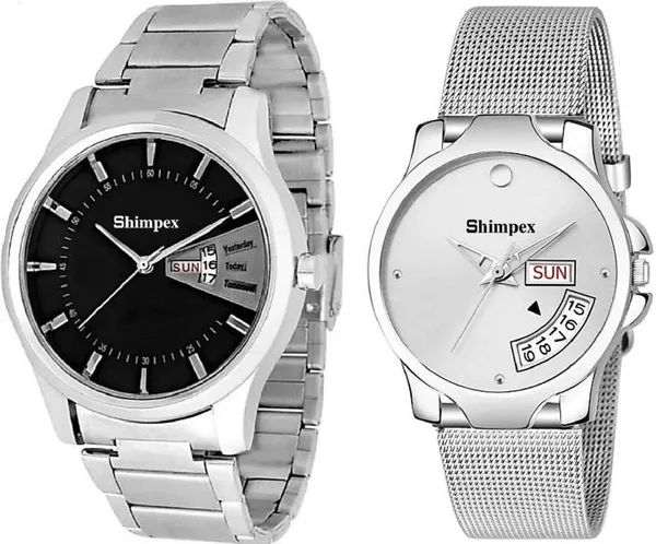 Premium_Watches_Silver_Black_Stainless_Steel_Men_&_Women_Waterproof_With_A_One_Year_Warranty_Day_And_Date_Analog
