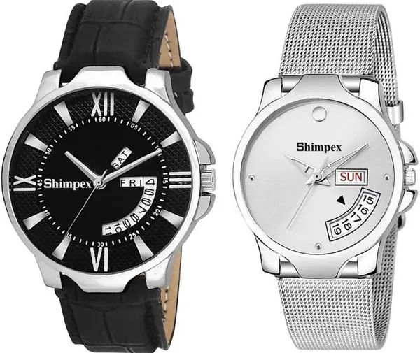 Premium_Watches_Silver_Black_Stainless_Steel_Genuine_Leather_Men_&_Women_Waterproof_With_A_One_Year_Warranty_Day_And_Date_Analog