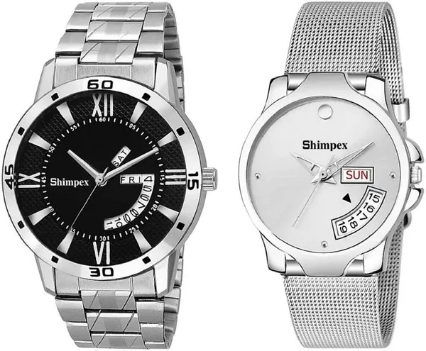 Premium_Watches_Silver_Black_Stainless_Steel_Men_&_Women_Waterproof_With_A_One_Year_Warranty_Day_And_Date_Analog