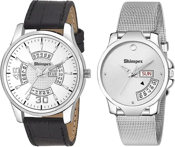 Premium_Watches_Silver_Stainless_Steel_Genuine_Leather_Men_&_Women_Waterproof_With_A_One_Year_Warranty_Day_And_Date_Analog