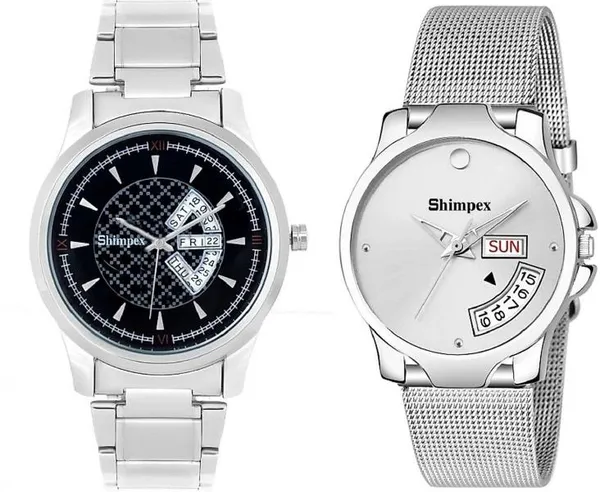 Premium_Watches_Silver_Black_Stainless_Steel_Men_&_Women_Waterproof_With_A_One_Year_Warranty_Day_And_Date_Analog