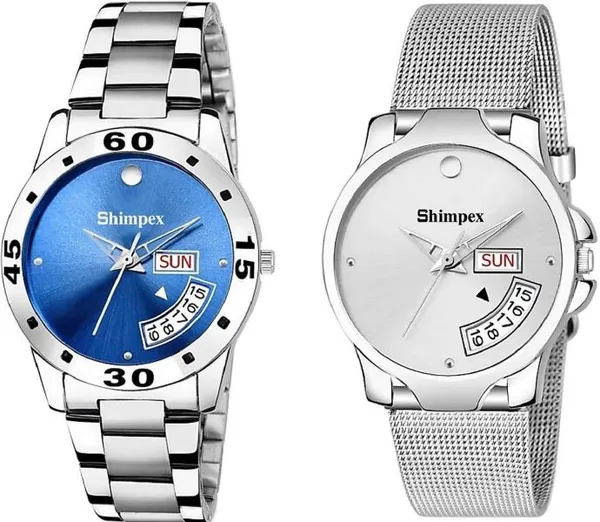 Premium_Watches_Silver_Blue_Stainless_Steel_Women_Waterproof_With_A_One_Year_Warranty_Day_And_Date_Analog