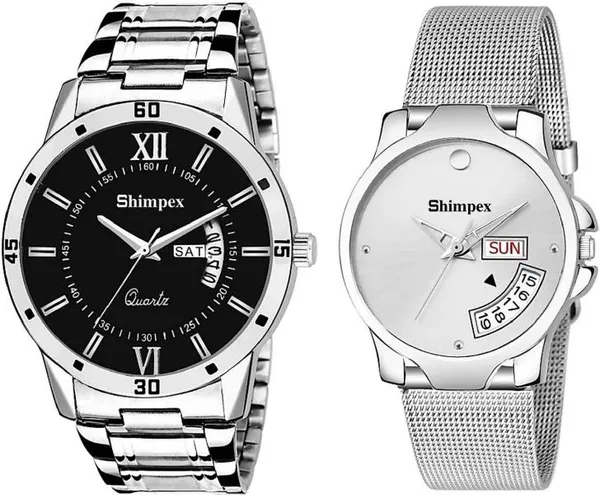 Premium_Watches_Silver_Black_Stainless_Steel_Men_&_Women_Waterproof_With_A_One_Year_Warranty_Day_And_Date_Analog