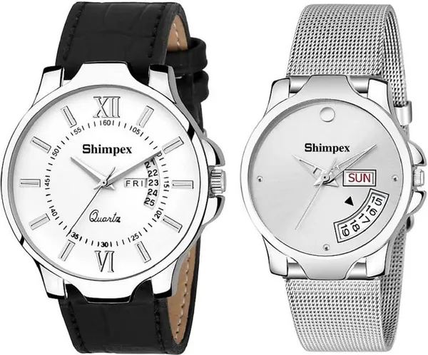 Premium_Watches_Silver_White_Stainless_Steel_Genuine_Leather_Men_&_Women_Waterproof_With_A_One_Year_Warranty_Day_And_Date_Analog