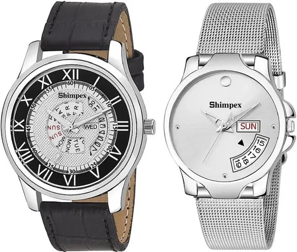 Premium_Watches_Silver_Stainless_Steel_Genuine_Leather_Men_&_Women_Waterproof_With_A_One_Year_Warranty_Day_And_Date_Analog
