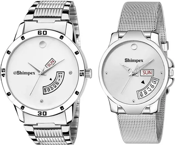Shimpex_Good_Quality__Watches_Silver_Stainless_Steel_Men_&_Women_Waterproof_With_A_One_Year_Warranty_Day_And_Date_Analog