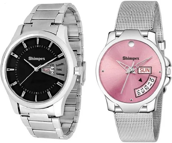 Premium_Watches_Pink_Black_Stainless_Steel_Men_&_Women_Waterproof_With_A_One_Year_Warranty_Day_And_Date_Analog