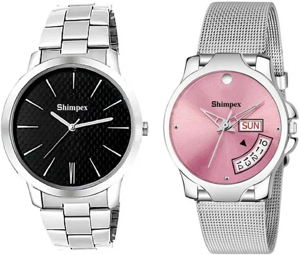 Premium_Watches_Black_Pink_Stainless_Steel_Men_&_Women_Waterproof_With_A_One_Year_Warranty_Day_And_Date_Analog