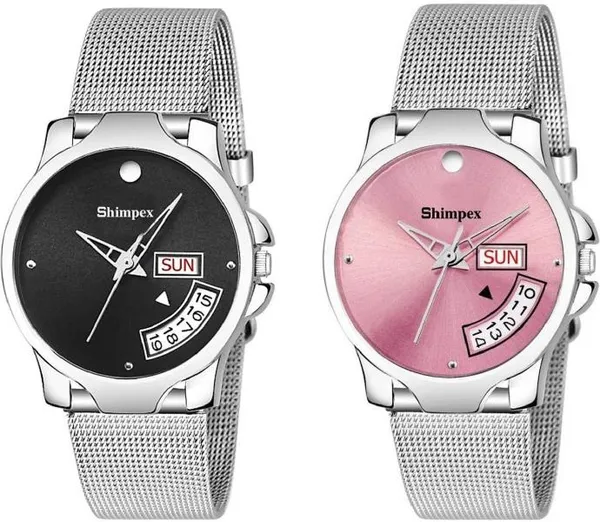 Premium_Watches_Black_Pink_Stainless_Steel_Women_Waterproof_With_A_One_Year_Warranty_Day_And_Date_Analog
