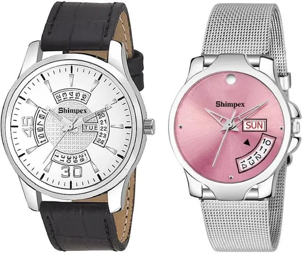 Premium_Watches_White_Pink_Stainless_Steel_Genuine_Leather_Men_&_Women_Waterproof_With_A_One_Year_Warranty_Day_And_Date_Analog