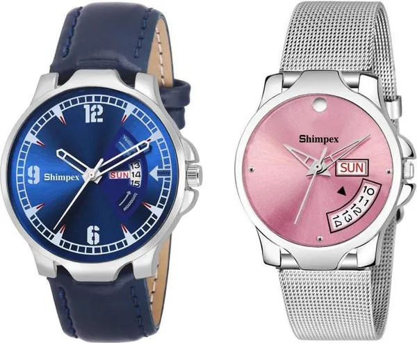 Premium_Watches_Blue_Pink_Stainless_Steel_Genuine_Leather_Boys_&_Girls_Waterproof_With_A_One_Year_Warranty_Day_And_Date_Analog