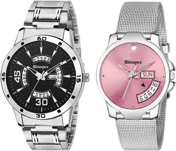 Premium_Watches_Black_Pink_Stainless_Steel_Men_&_Women_Waterproof_With_A_One_Year_Warranty_Day_And_Date_Analog