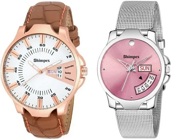 Premium_Watches_White_Pink_Stainless_Steel_Genuine_Leather_Men_&_Women_Waterproof_With_A_One_Year_Warranty_Day_And_Date_Analog
