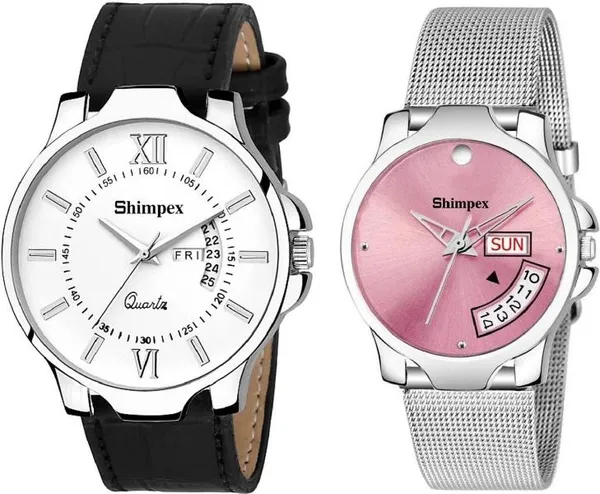 Premium_Watches_White_Pink_Stainless_Steel_Genuine_Leather_Boys_&_Girls_Waterproof_With_A_One_Year_Warranty_Day_And_Date_Analog