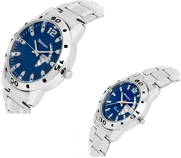 Premium_Watches_Blue_Metal_Couple_Waterproof_With_A_One_Year_Warranty_Day_And_Date_Analog