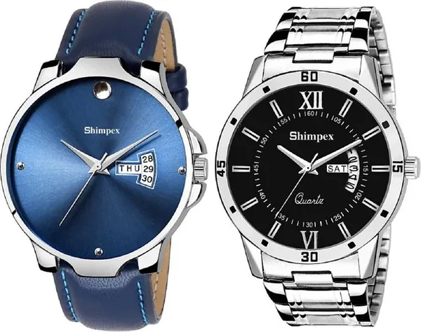 Premium_Watches_Blue_Genuine_Leather_Metal_Boys_Waterproof_With_A_One_Year_Warranty_Day_And_Date_Analog