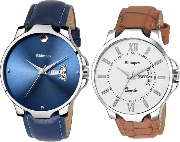 Premium_Watches_White_Blue_Genuine_Leather_Men_Waterproof_With_A_One_Year_Warranty_Day_And_Date_Analog