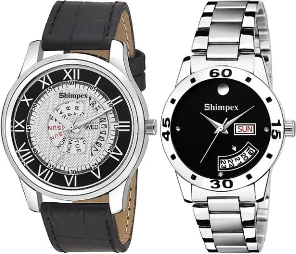 Premium_Watches_Black_White_Metal_Genuine_Leather_Couple_Waterproof_With_A_One_Year_Warranty_Day_And_Date_Analog