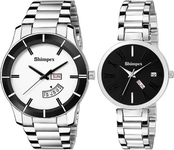 Premium_Watches_Black_White_Metal_Couple_Waterproof_With_A_One_Year_Warranty_Day_And_Date_Analog