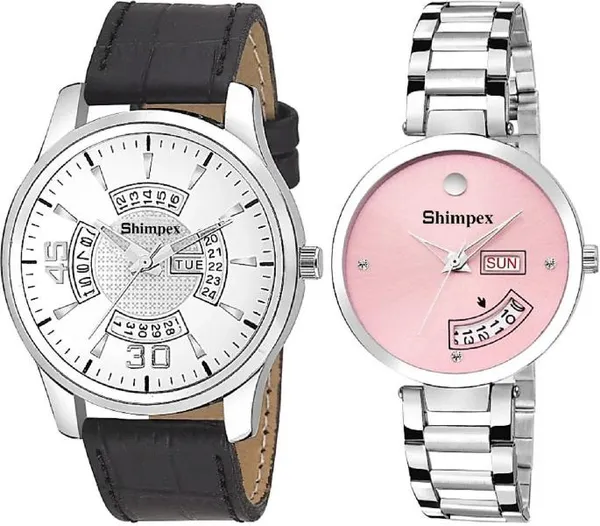 Premium_Watches_Pink_White_Metal_Genuine_Leather_Men_&_Women_Waterproof_With_A_One_Year_Warranty_Day_And_Date_Analog