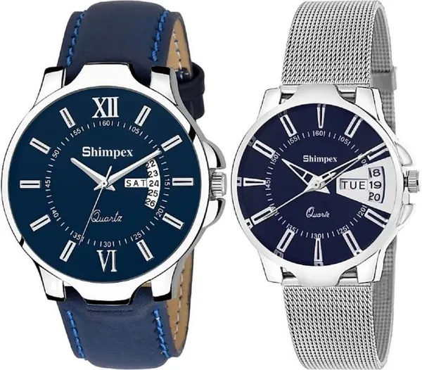 Shimpex_Good_Quality__Watches_Blue_Genuine_Leather_Metal_Couple_Waterproof_With_A_One_Year_Warranty_Day_And_Date_Analog