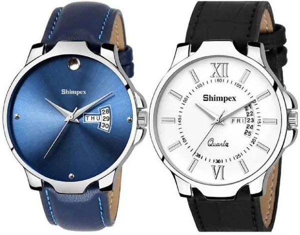 Premium_Watches_White_Blue_Genuine_Leather_Men_Waterproof_With_A_One_Year_Warranty_Day_And_Date_Analog