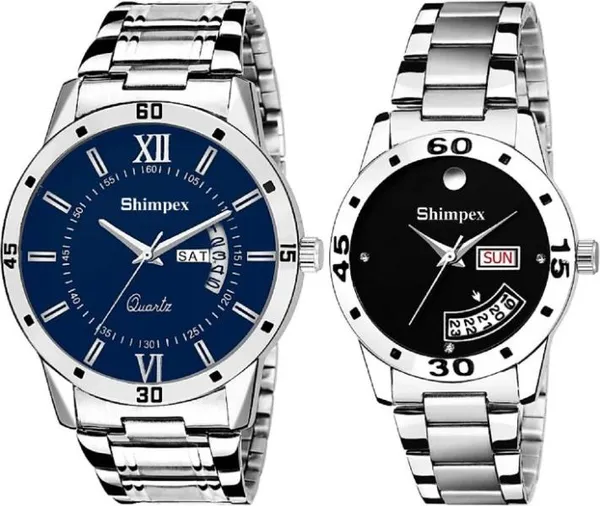 Premium_Watches_Blue_Black_Metal_Men_&_Women_Waterproof_With_A_One_Year_Warranty_Day_And_Date_Analog