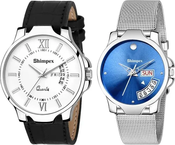 Premium_Watches_Blue_Metal_Couple_Waterproof_With_A_One_Year_Warranty_Day_And_Date_Analog