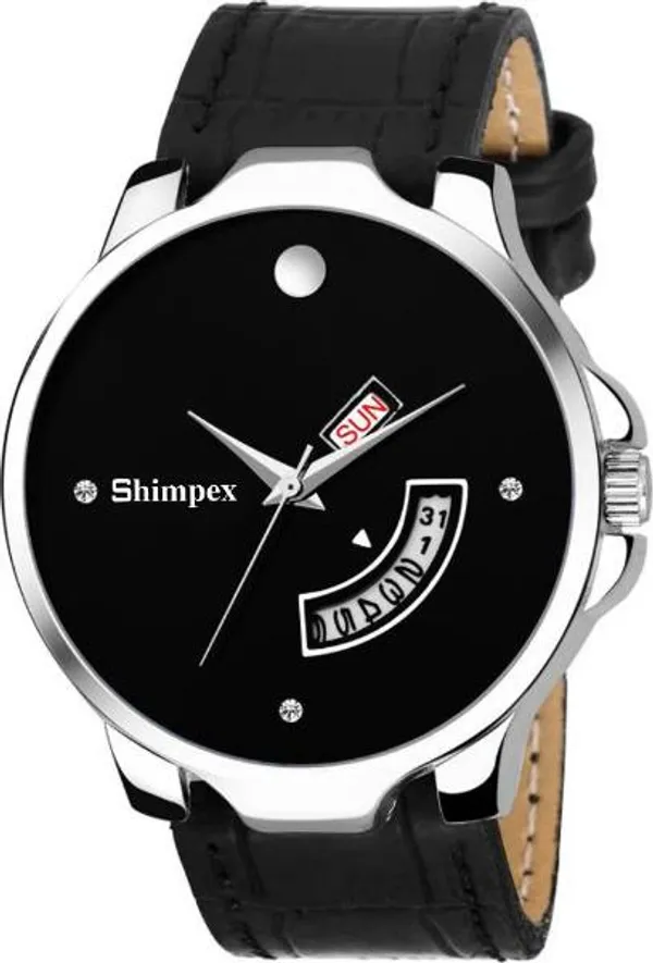 Premium_Watches_Black_Genuine_Leather_Men_Waterproof_With_A_One_Year_Warranty_Day_And_Date_Analog