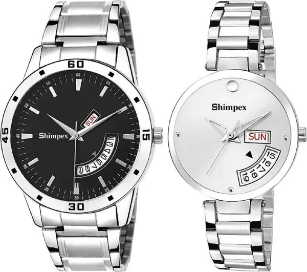 Premium_Watches_Black_White_Metal_Couple_Waterproof_With_A_One_Year_Warranty_Day_And_Date_Analog