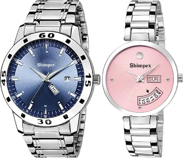 Premium_Watches_Pink_Blue_Metal_Couple_Waterproof_With_A_One_Year_Warranty_Day_And_Date_Analog