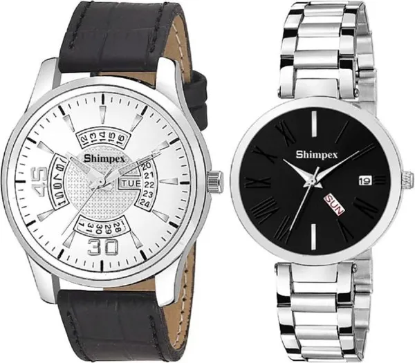 Shimpex_Good_Quality__Watches_Black_White_Metal_Genuine_Leather_Couple_Waterproof_With_A_One_Year_Warranty_Day_And_Date_Analog