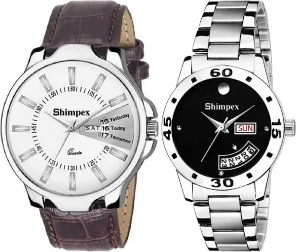 Premium_Watches_Black_White_Metal_Genuine_Leather_Men_&_Women_Waterproof_With_A_One_Year_Warranty_Day_And_Date_Analog