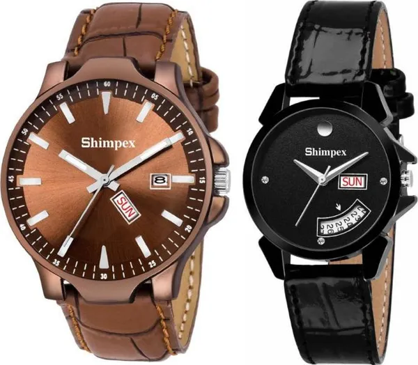Shimpex_Good_Quality__Watches_Bronze_Black_Genuine_Leather_Men_&_Women_Waterproof_With_A_One_Year_Warranty_Day_And_Date_Analog