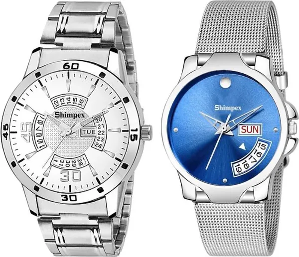Premium_Watches_Silver_Blue_Metal_Men_&_Women_Waterproof_With_A_One_Year_Warranty_Day_And_Date_Analog