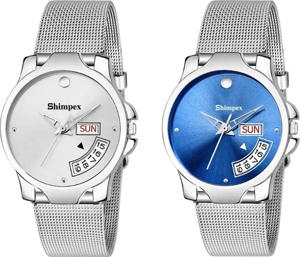 Premium_Watches_Silver_Blue_Metal_Men_&_Women_Waterproof_With_A_One_Year_Warranty_Day_And_Date_Analog
