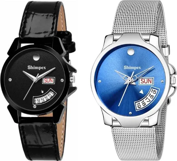 Premium_Watches_Black_Blue_Genuine_Leather_Metal_Women_Waterproof_With_A_One_Year_Warranty_Day_And_Date_Analog