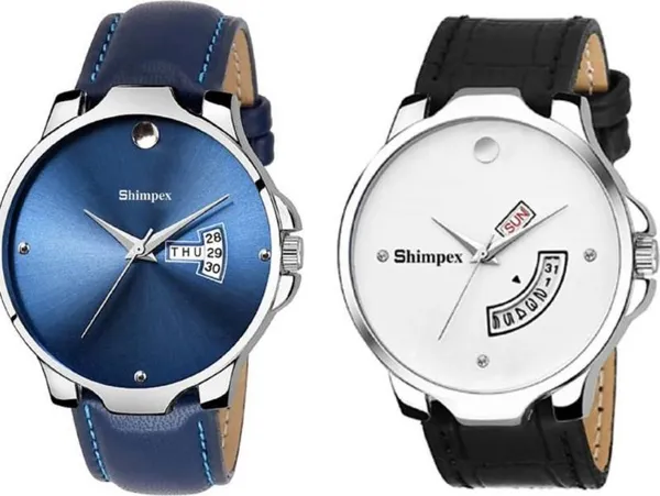 Premium_Watches_Blue_White_Genuine_Leather_Metal_Men_Waterproof_With_A_One_Year_Warranty_Day_And_Date_Analog