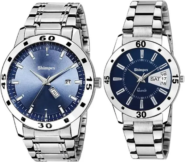 Premium_Watches_Blue_Metal_Men_&_Women_Waterproof_With_A_One_Year_Warranty_Day_And_Date_Analog