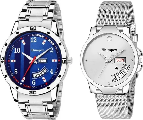 Premium_Watches_Blue_Silver_Metal_Men_&_Women_Waterproof_With_A_One_Year_Warranty_Day_And_Date_Analog