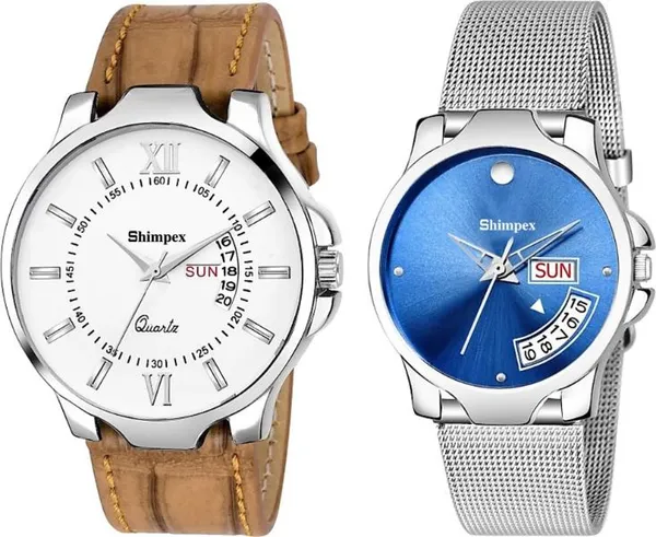 Shimpex_Good_Quality__Watches_White_Blue_Genuine_Leather_Metal_Men_&_Women_Waterproof_With_A_One_Year_Warranty_Day_And_Date_Analog