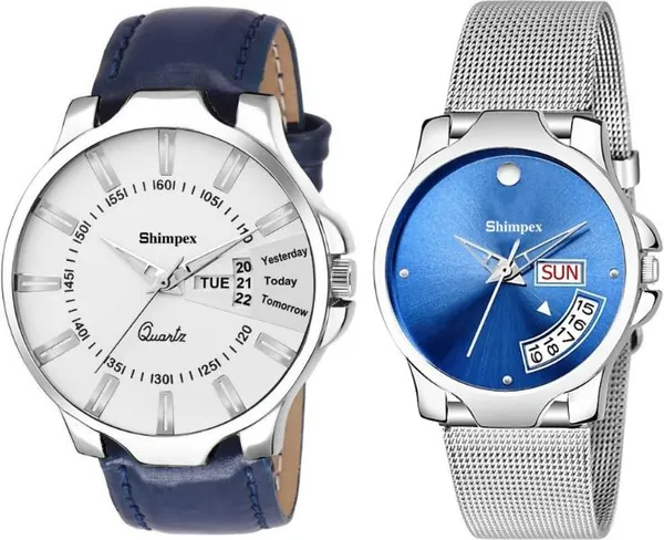 Premium_Watches_White_Blue_Genuine_Leather_Metal_Men_Waterproof_With_A_One_Year_Warranty_Day_And_Date_Analog
