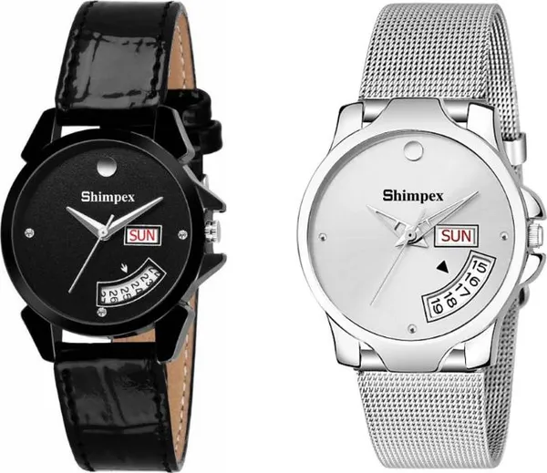 Premium_Watches_Black_Silver_Genuine_Leather_Metal_Women_Waterproof_With_A_One_Year_Warranty_Day_And_Date_Analog